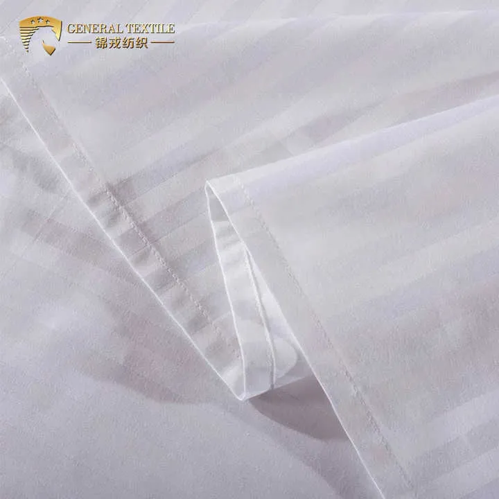 الجملة فندق الكتان طقم فراش فندقي 300 الخيط العد شريط غطاء سرير Wholesale Hotel Linen Hotel Bedding Set 300 Thread Count Stripe Bedspread
