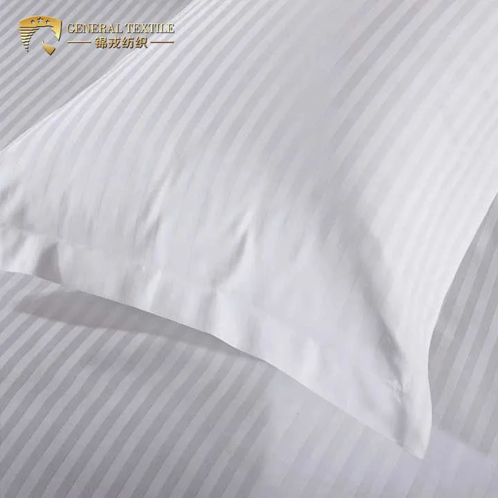 الجملة فندق الكتان طقم فراش فندقي 300 الخيط العد شريط غطاء سرير Wholesale Hotel Linen Hotel Bedding Set 300 Thread Count Stripe Bedspread