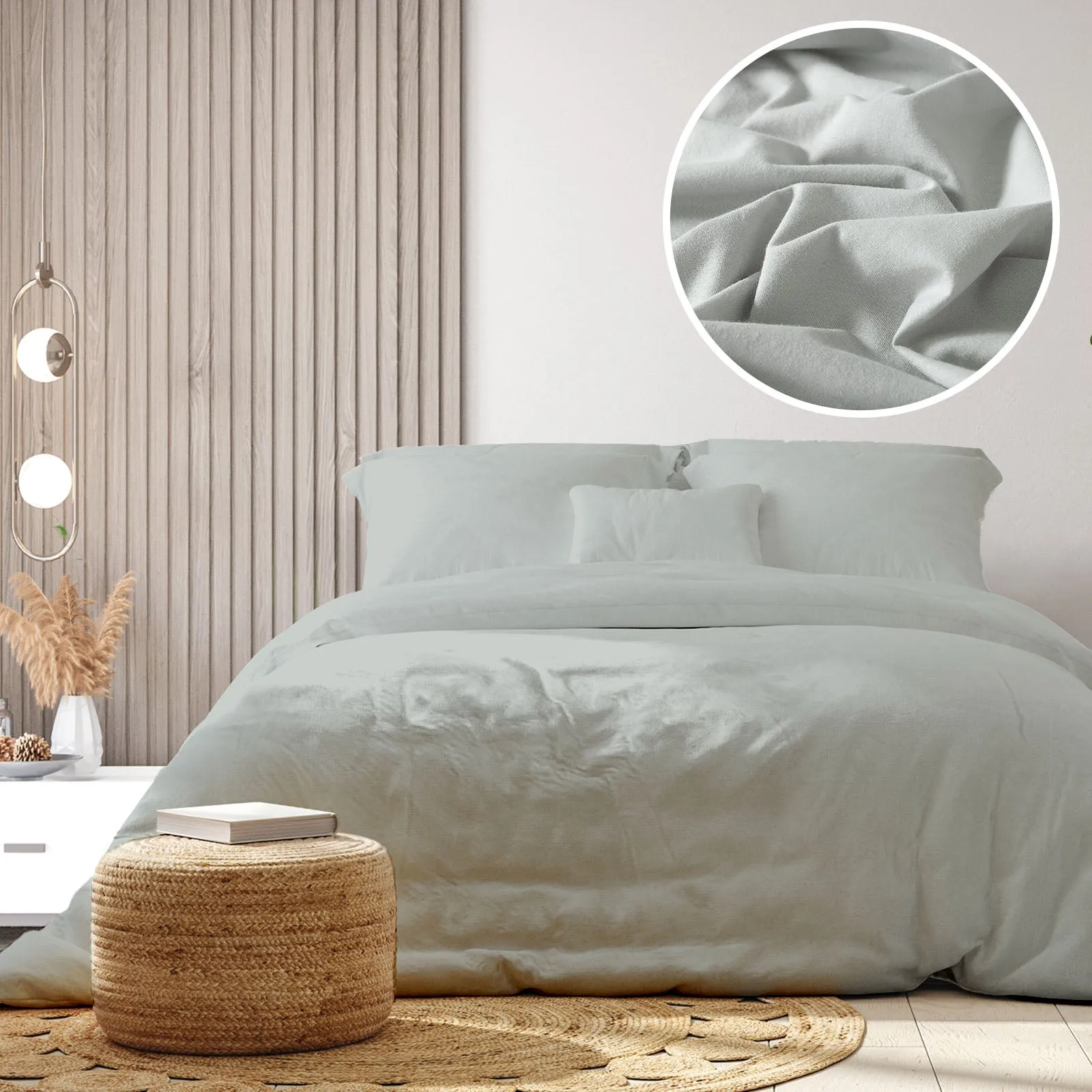 100% Jersey Cotton Quilt Cover Set | Ultra Soft Bedding | Luxurious | King | Grey Marle