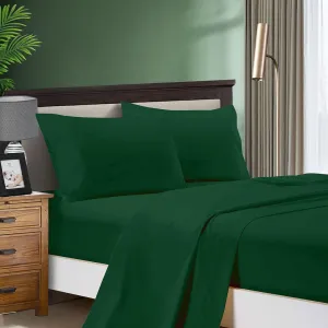 1000TC Ultra Soft Bed Sheet Set | King Single Size | Dark Green | Flat & Fitted