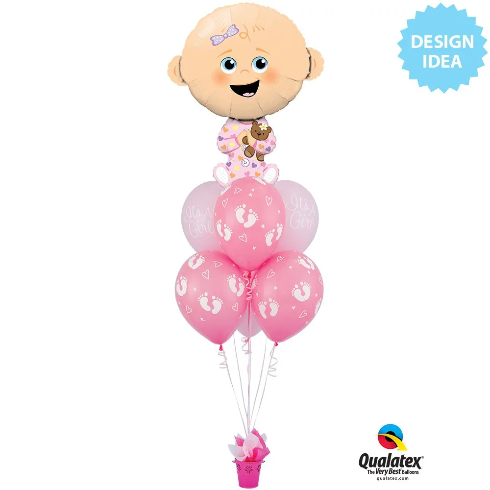 11 inch BABY FOOTPRINTS & HEARTS - ROSE