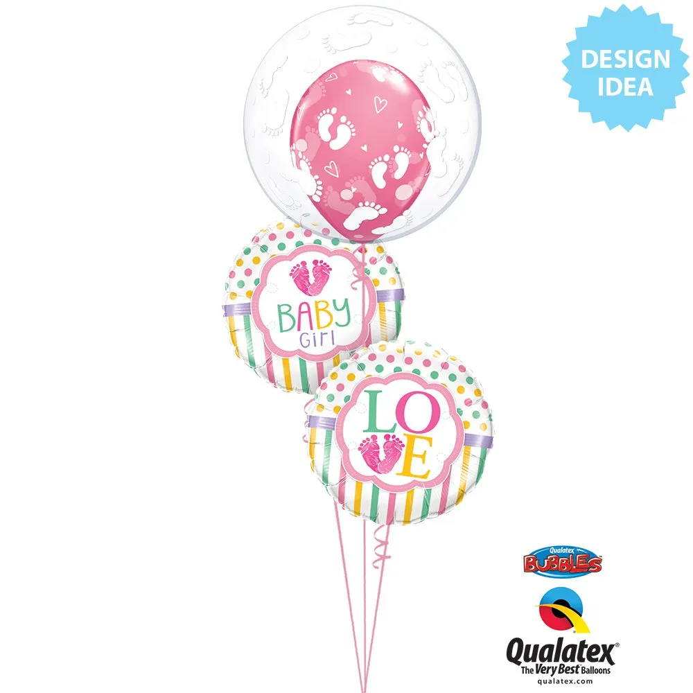 11 inch BABY FOOTPRINTS & HEARTS - ROSE