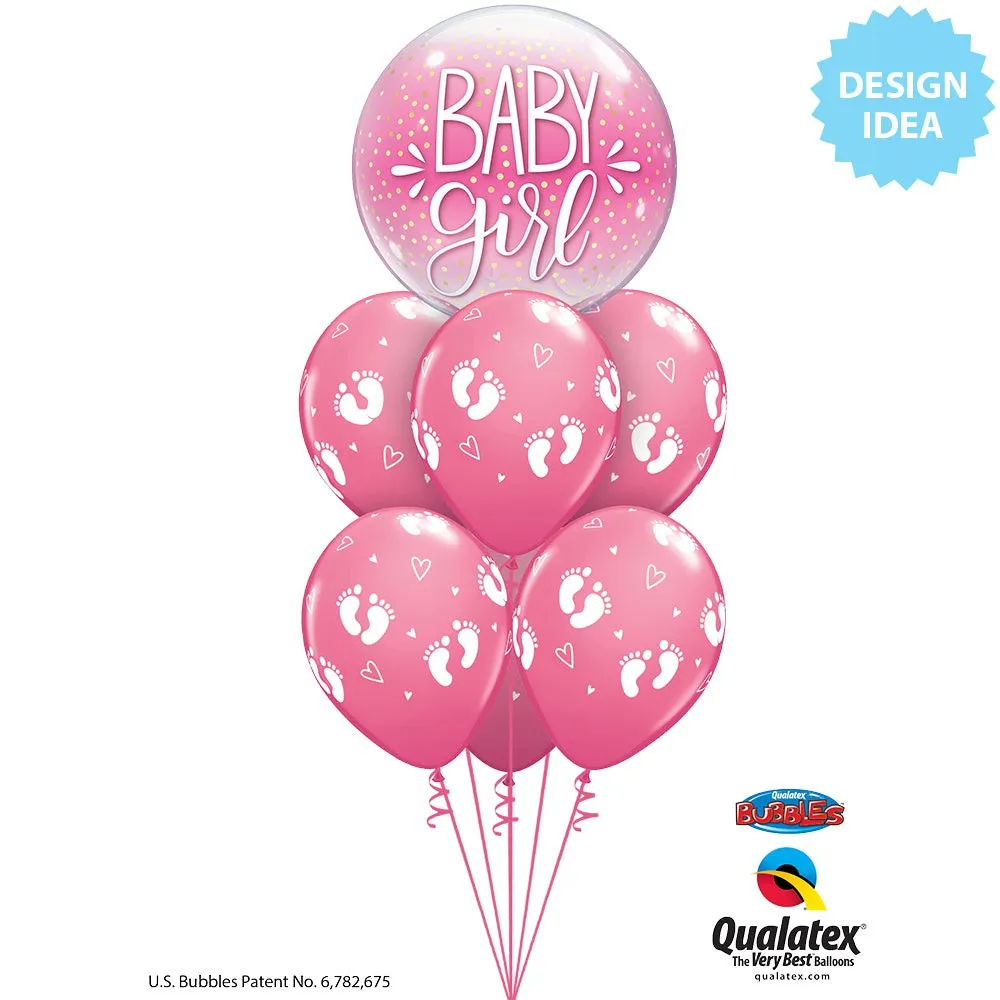 11 inch BABY FOOTPRINTS & HEARTS - ROSE