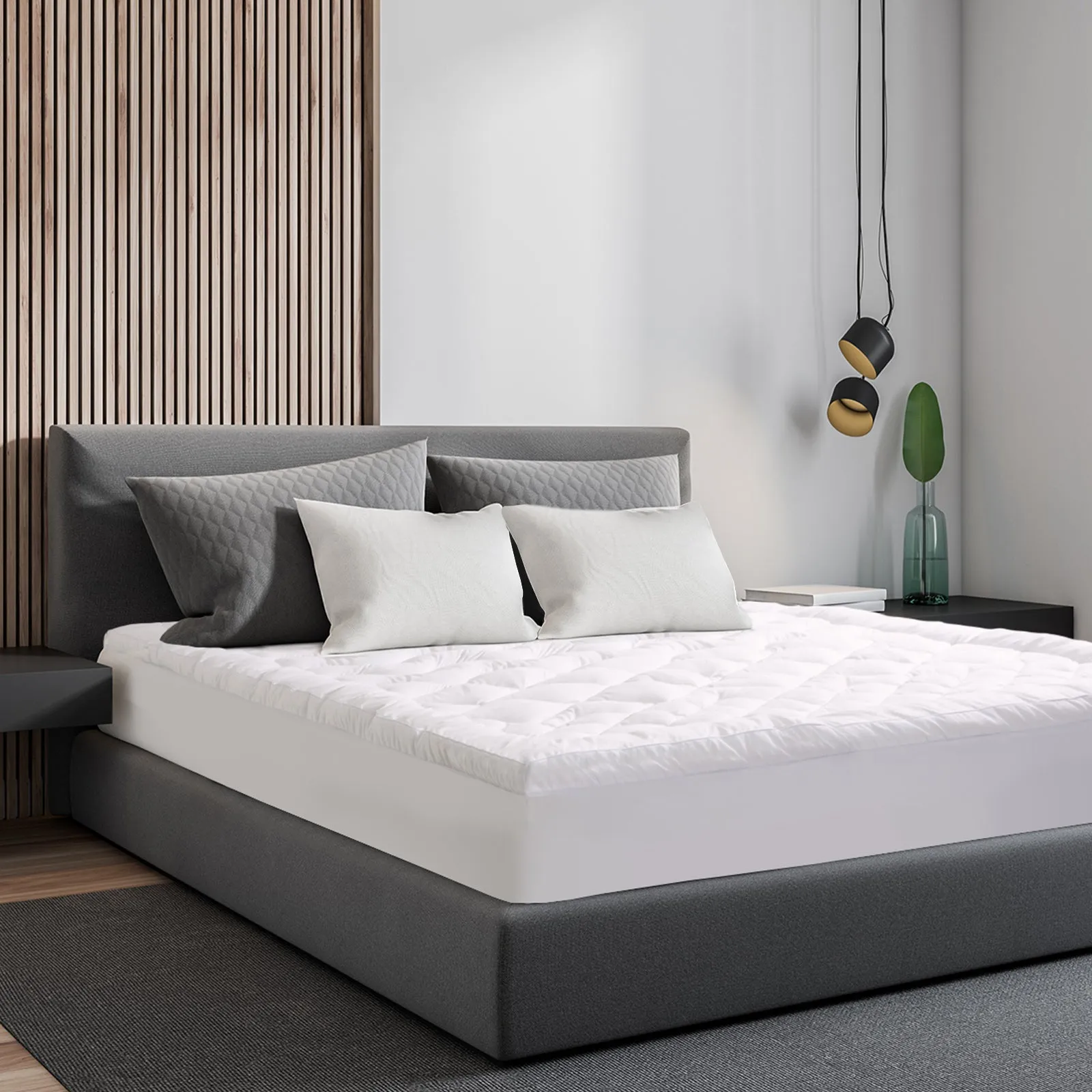 1200GSM Deluxe 7-Zone Mattress Topper | Luxury Gusset | Breathable | Queen | White