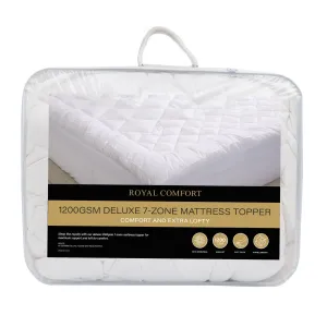1200GSM Deluxe 7-Zone Mattress Topper | Luxury Gusset | Breathable | Queen | White