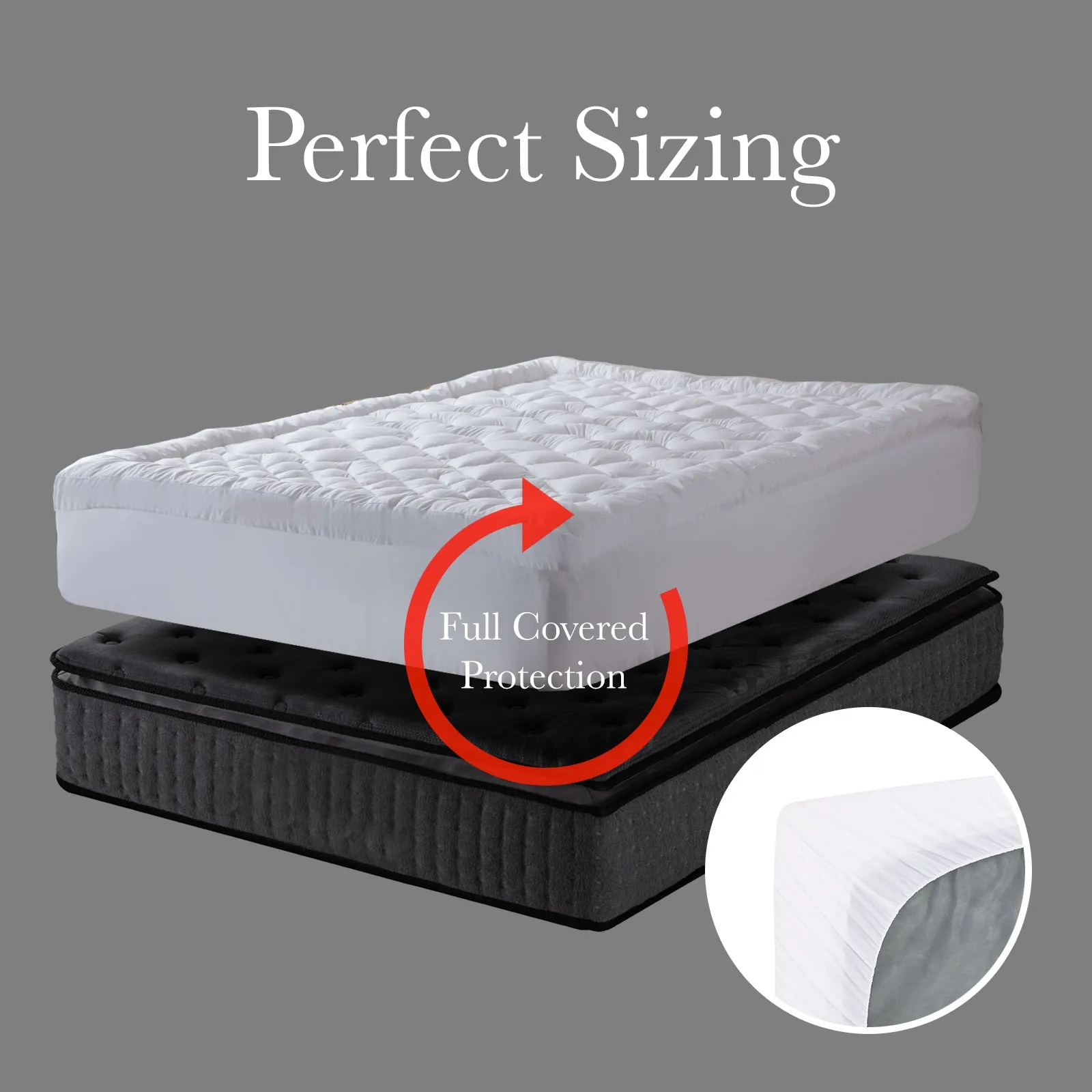 1200GSM Deluxe 7-Zone Mattress Topper | Luxury Gusset | Breathable | Queen | White