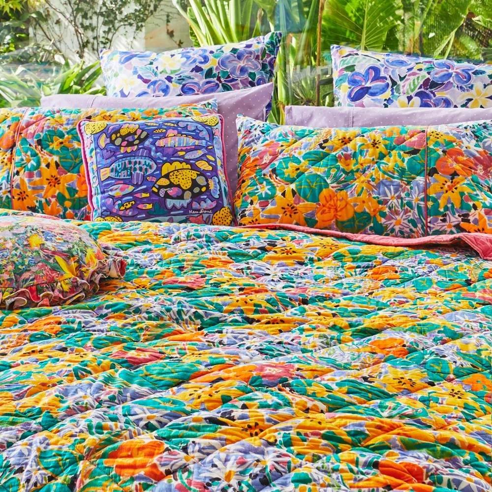 Kip&Co X Ken done Nasturtium Organic Cotton Quilted Bedspread Large