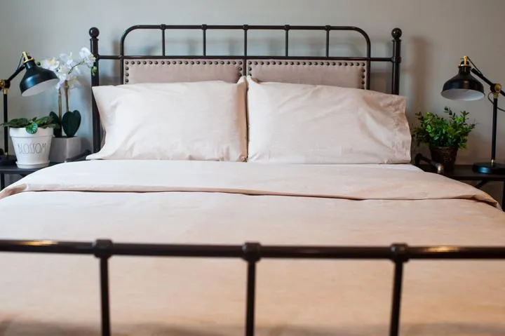 Latte Linen Organic Colored Cotton Bed Sheets Set Dye Free Made in USA