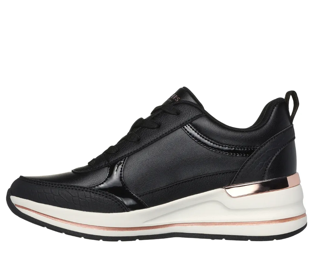 Pantofi sport, dama, SKECHERS BILLION-FINE SHINE 177345-BLK negru, piele ecologica