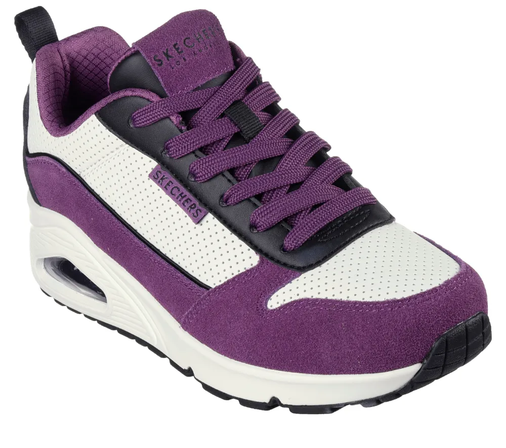 Pantofi sport, dama, SKECHERS UNO 2 MUCH FUN 177105-PRBK mov, piele ecologica