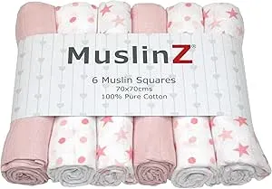 Pink & White Muslin Squares 6 pack