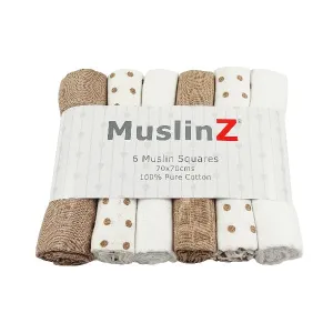 Sand & Cream Muslin Squares 6 pack